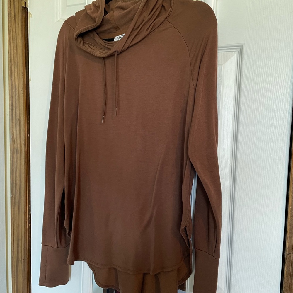 Hooded cowl neck sweater